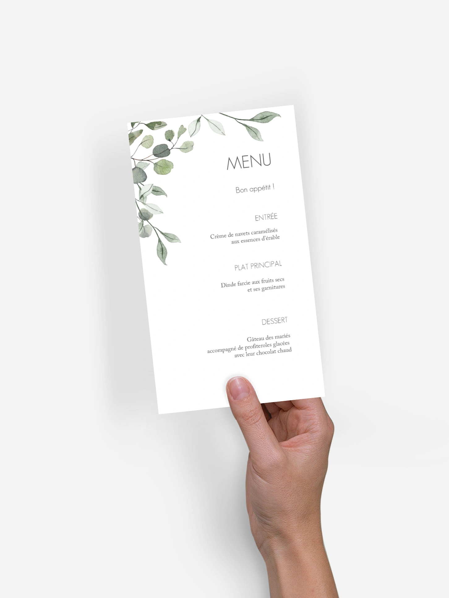 Menu mariage Feuilles d'eucalyptus