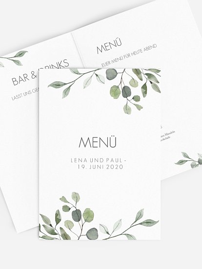 Menükarte Hochzeit Eucalyptus Leaves
