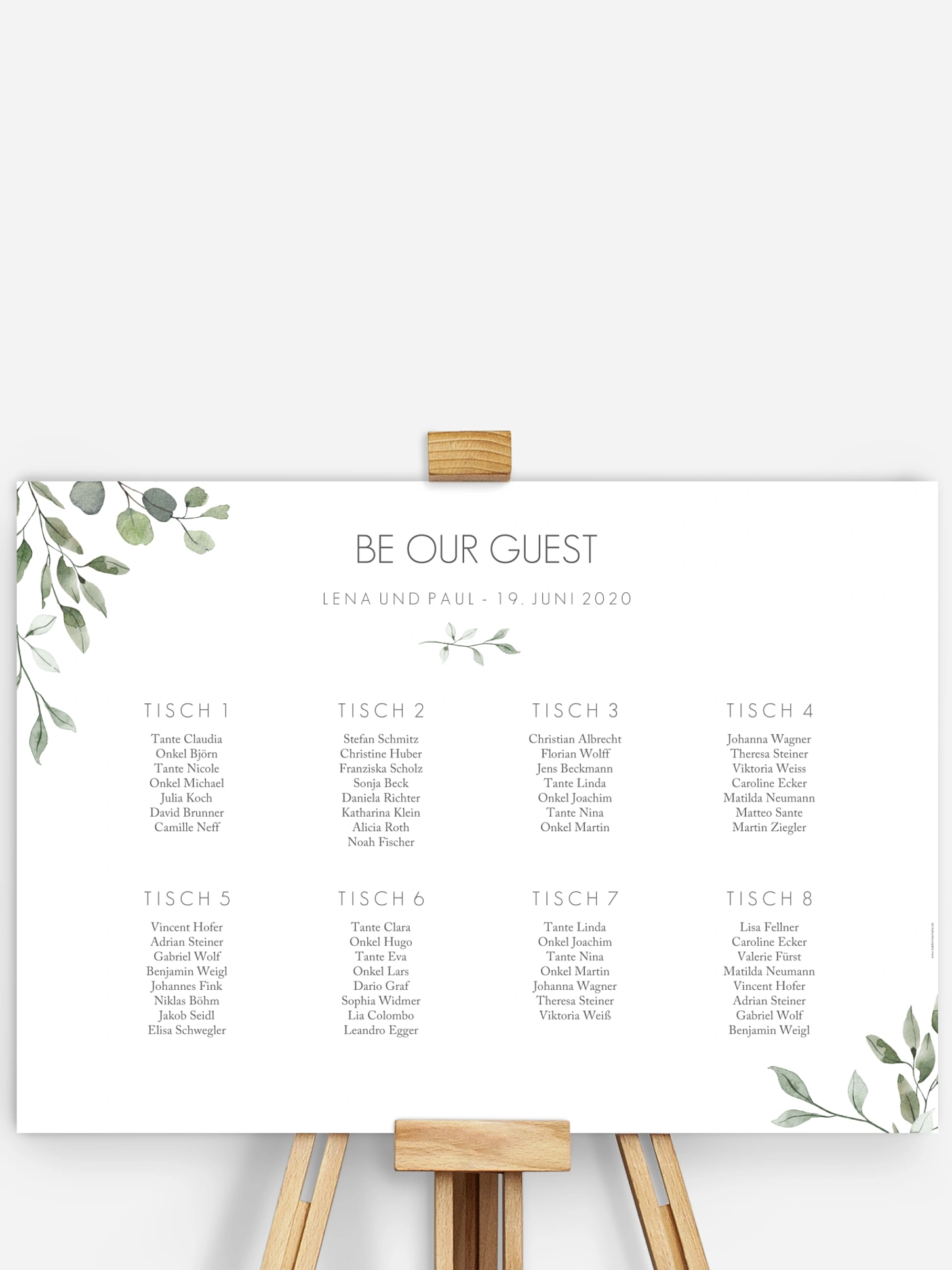 Sitzplan Plakat Eucalyptus Leaves