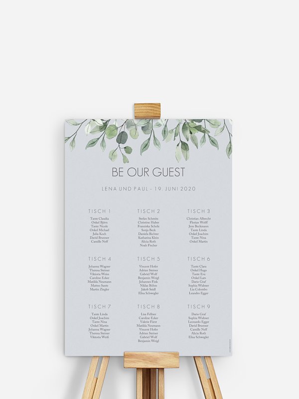 Sitzplan Plakat Eucalyptus Leaves