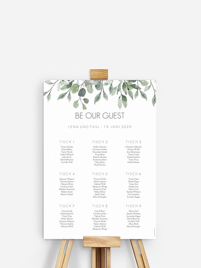 Sitzplan Plakat Eucalyptus Leaves