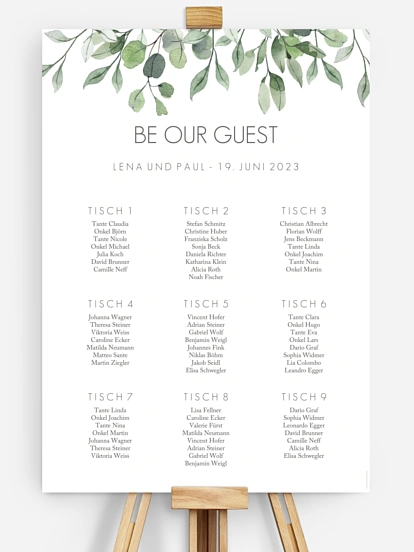 Sitzplan Plakat Eucalyptus Leaves