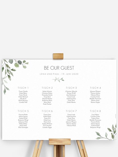 Sitzplan Plakat Eucalyptus Leaves