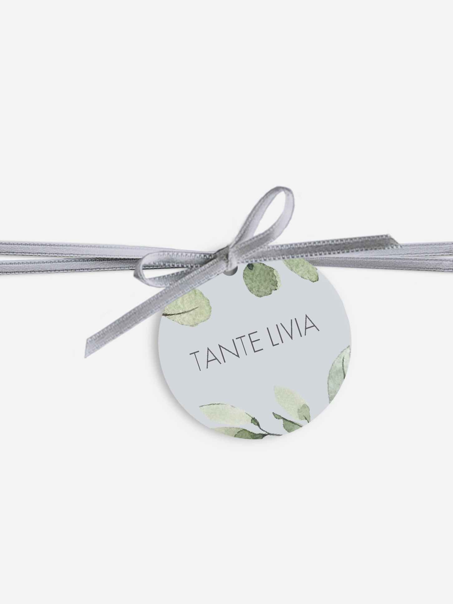 Anhänger mit Band zur Hochzeit personalisiert Eucalyptus Leaves