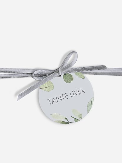 Anhänger mit Band zur Hochzeit personalisiert Eucalyptus Leaves