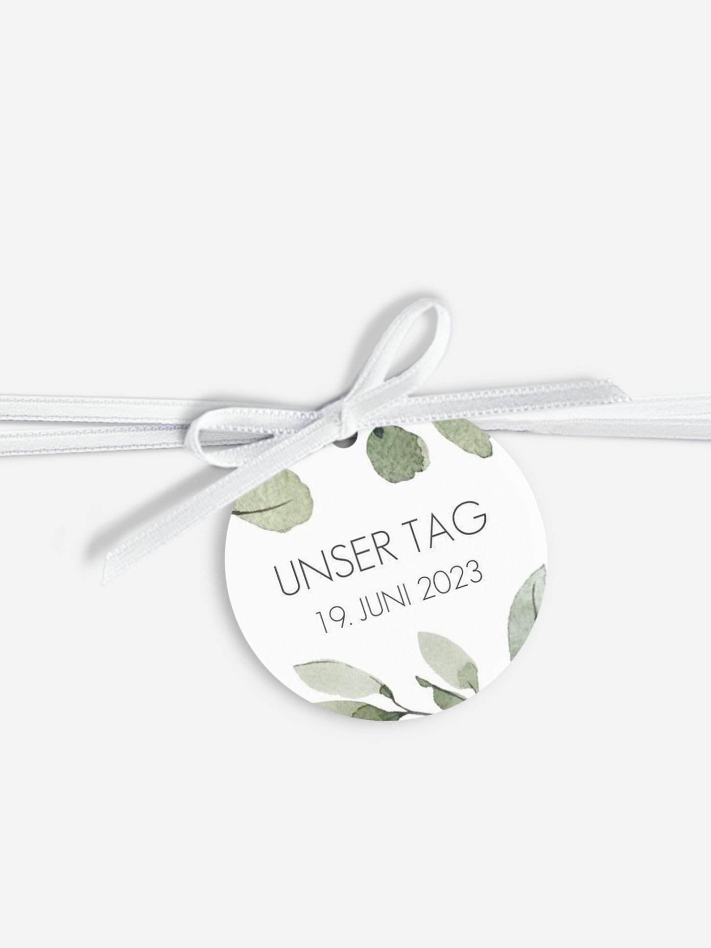 Anhänger mit Band zur Hochzeit Eucalyptus Leaves