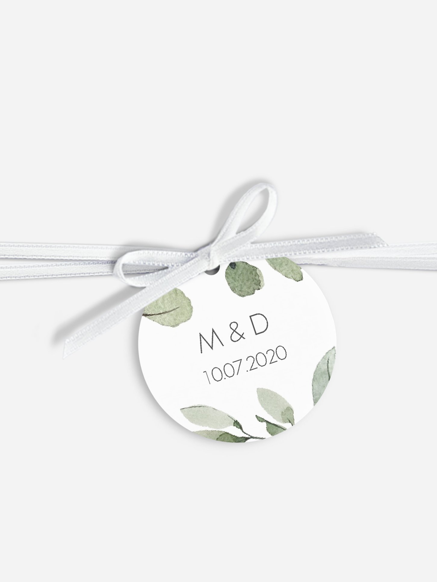 Étiquette avec ruban Feuilles d'eucalyptus