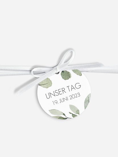 Anhänger mit Band zur Hochzeit Eucalyptus Leaves