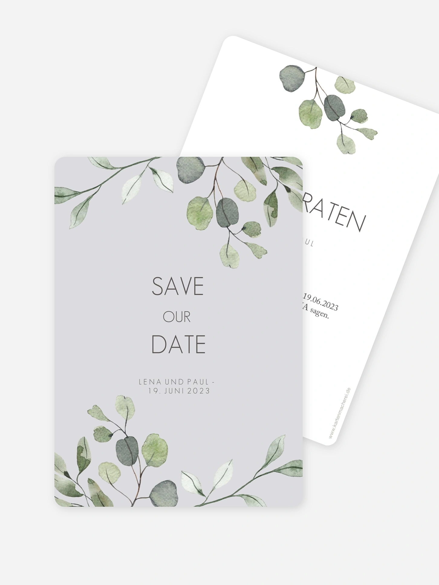 Save-the-Date Karte Eucalyptus Leaves