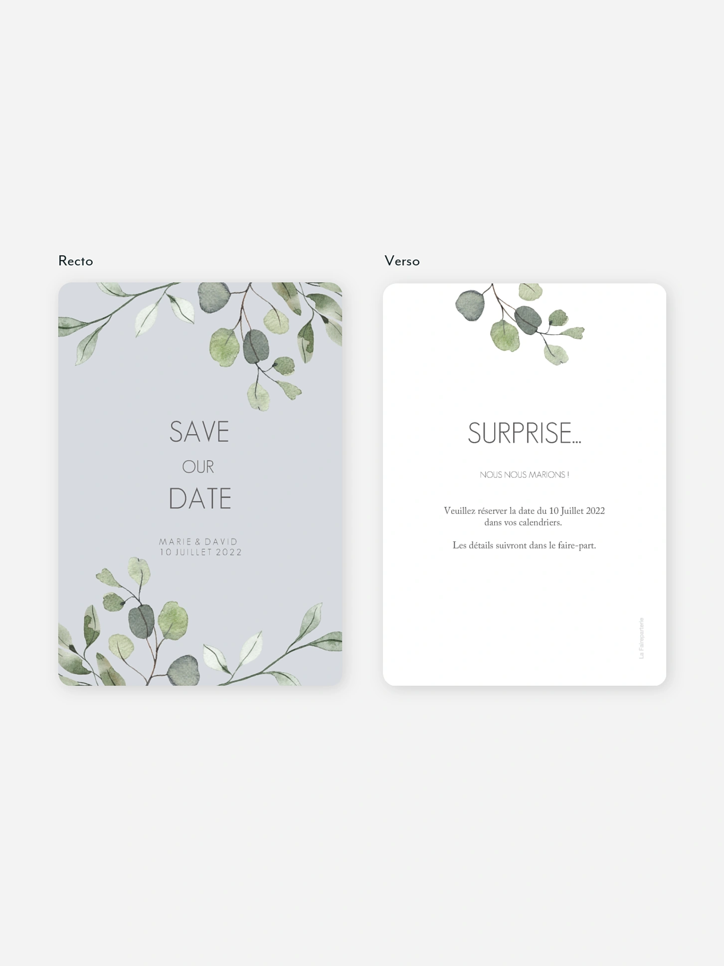 Save the date Feuilles d'eucalyptus