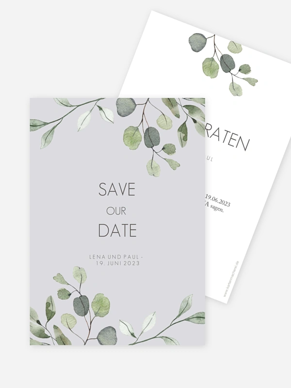 Save-the-Date Karte Eucalyptus Leaves