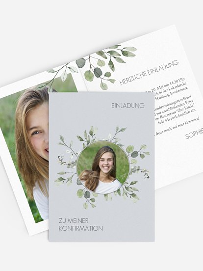 Konfirmationseinladung Eucalyptus Leaves