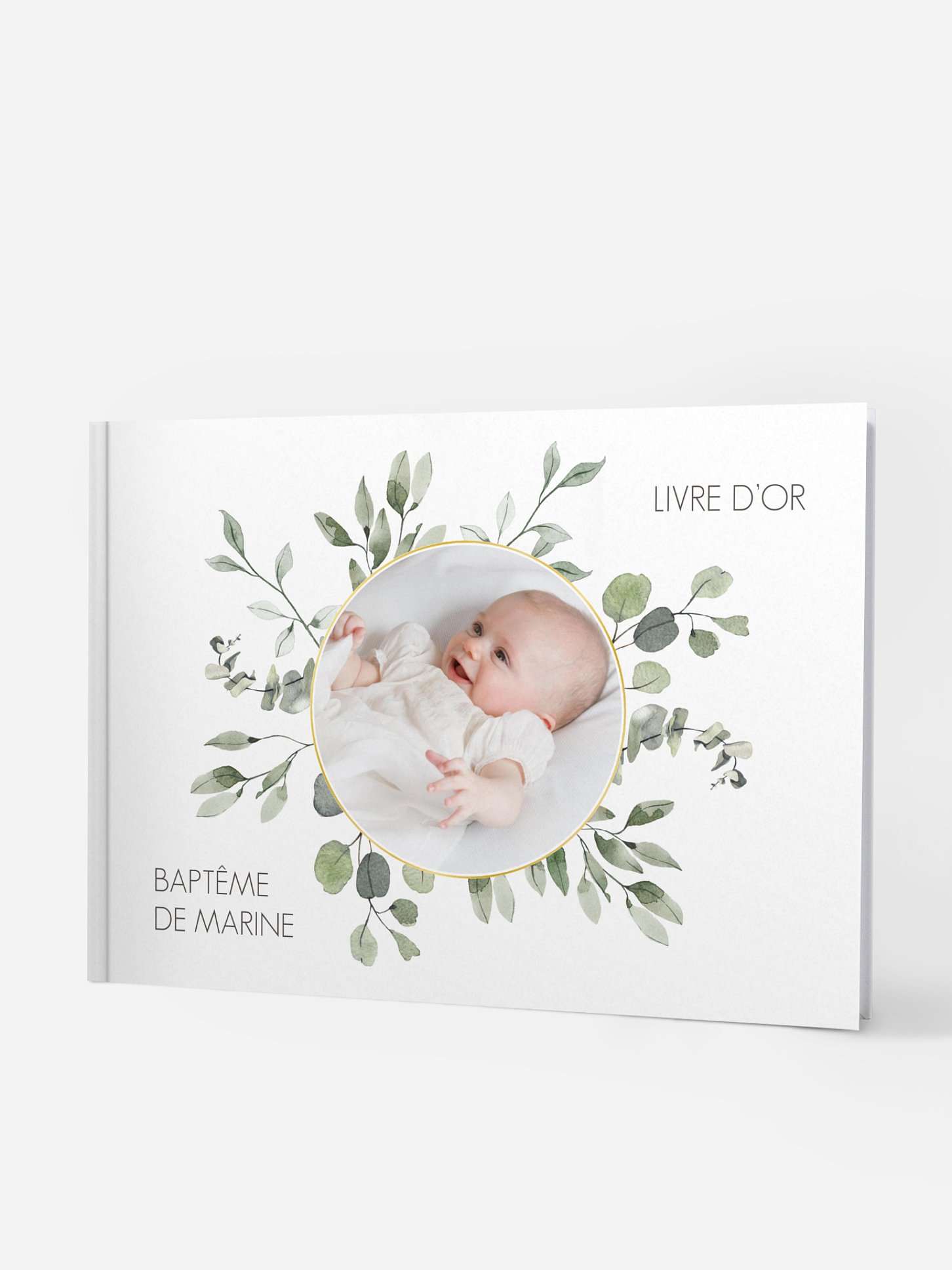 Livre d’or baptême Feuilles d'eucalyptus