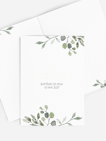 Livret de messe baptême Feuilles d'eucalyptus