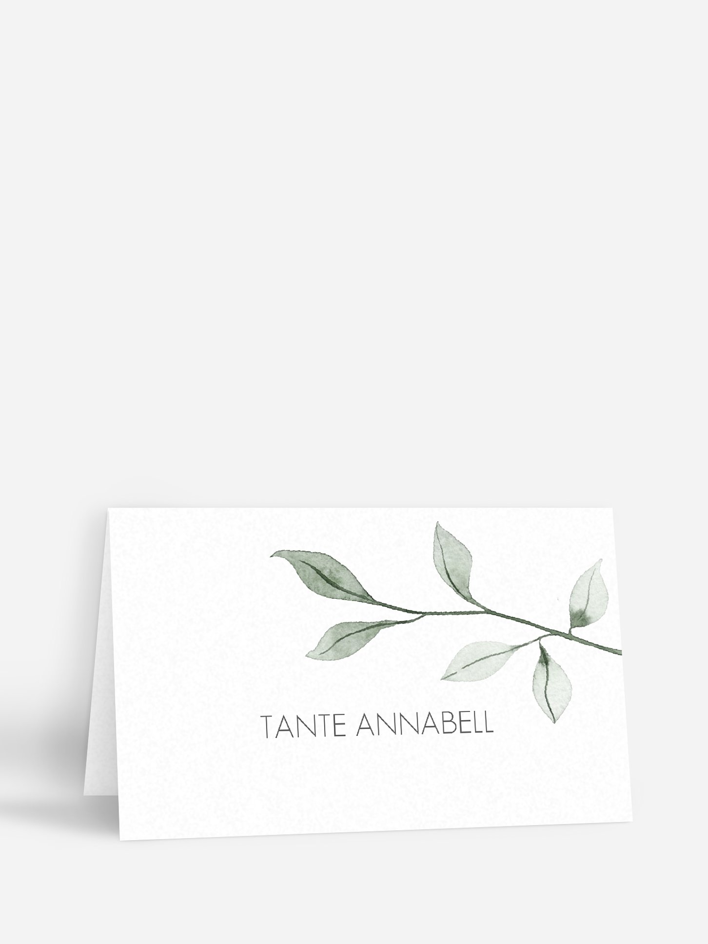 Tischkarte Taufe Eucalyptus Leaves
