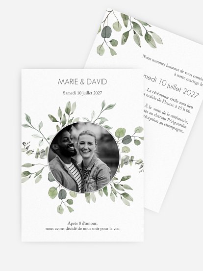 Faire-part de mariage Feuilles d'eucalyptus