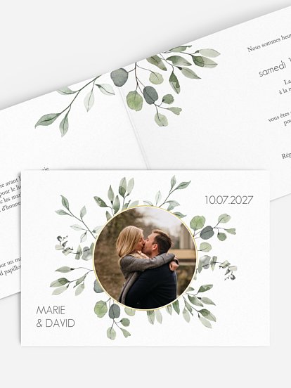 Faire-part de mariage Feuilles d'eucalyptus