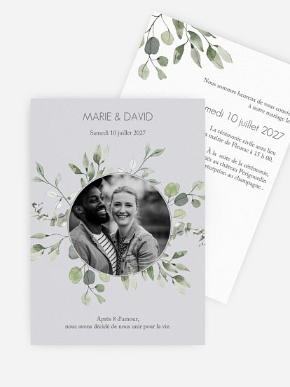 Faire-part de mariage Feuilles d'eucalyptus