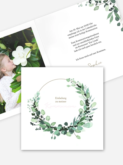 Kommunionseinladung All The Greenery