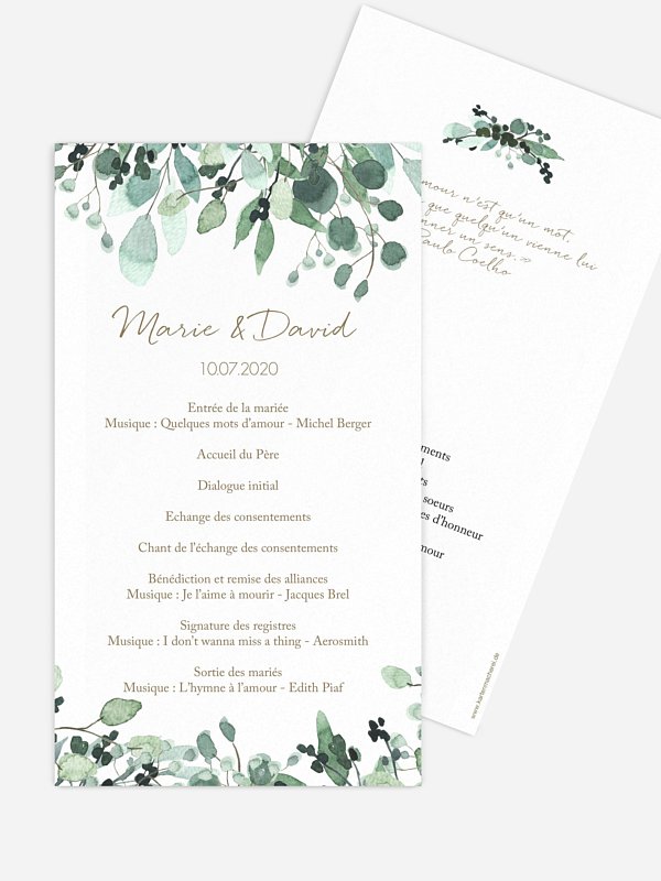 Livret de messe mariage All The Greenery