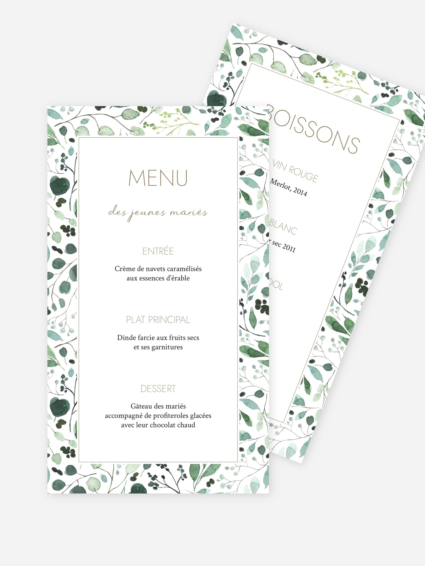 Menu mariage All The Greenery