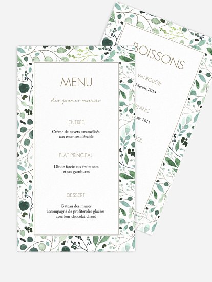 Menu De Mariage A Personnaliser Faireparterie