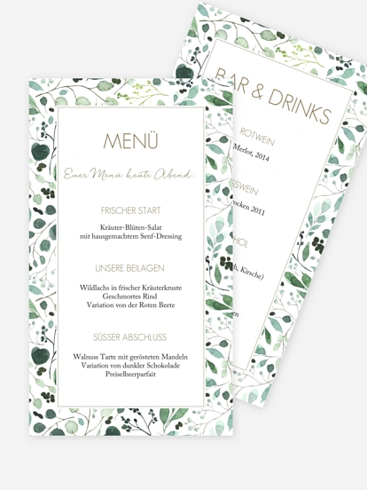 Menükarte Hochzeit All The Greenery