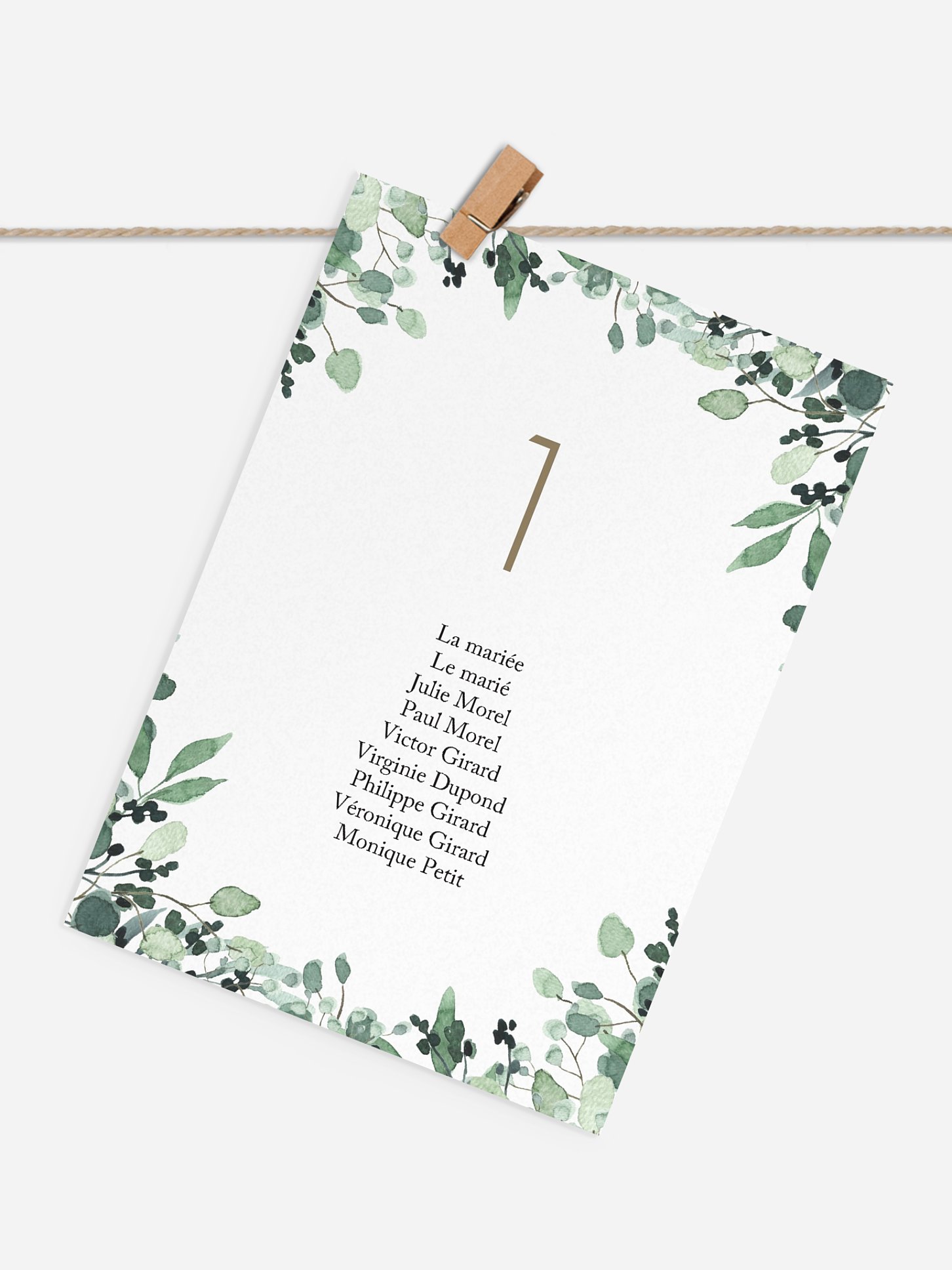 Cartons plan de table mariage All The Greenery