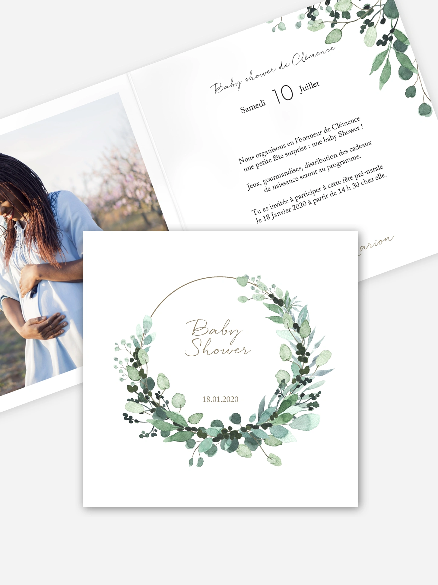Invitation baby shower All The Greenery
