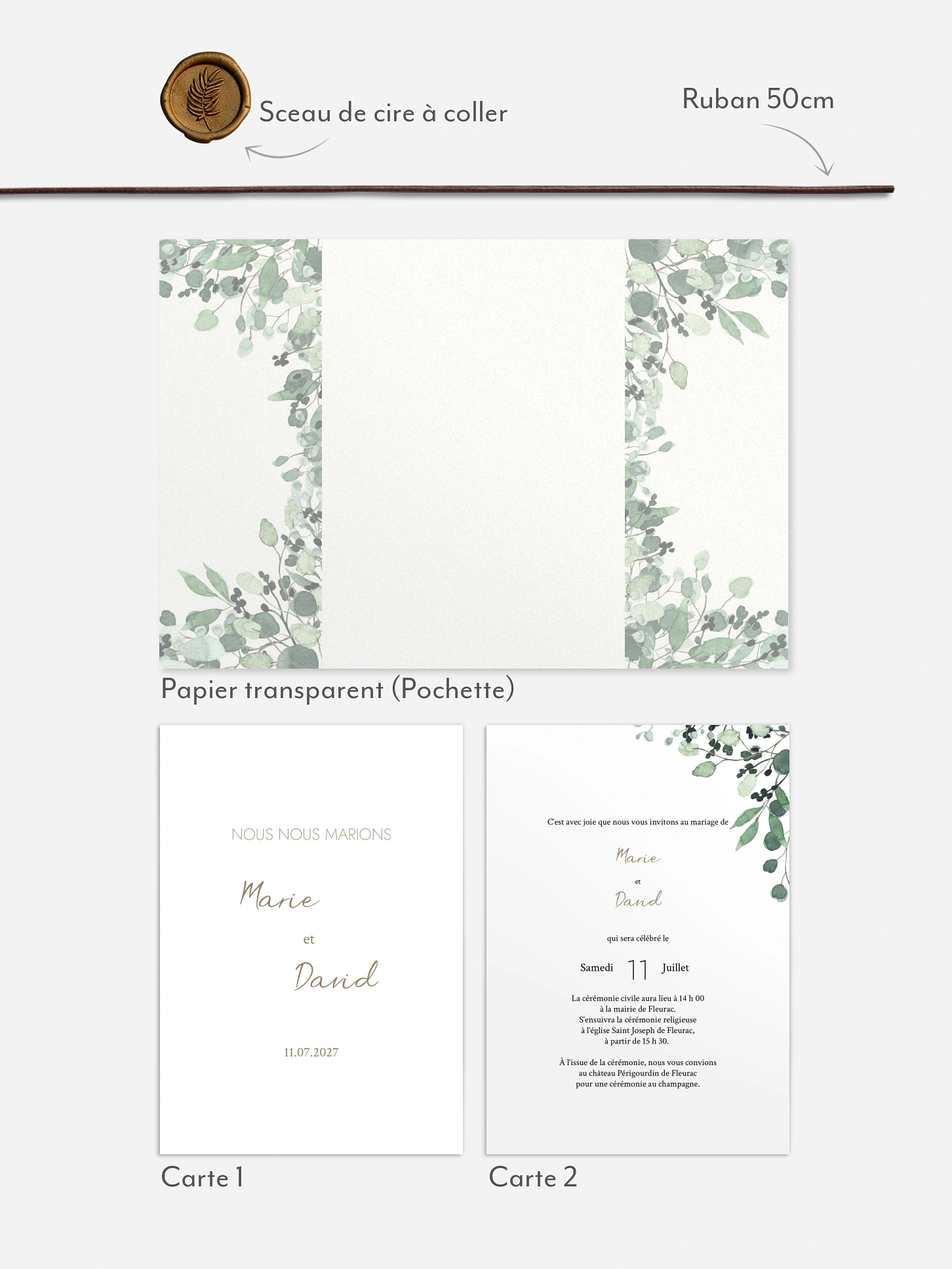 Faire-part de mariage All The Greenery