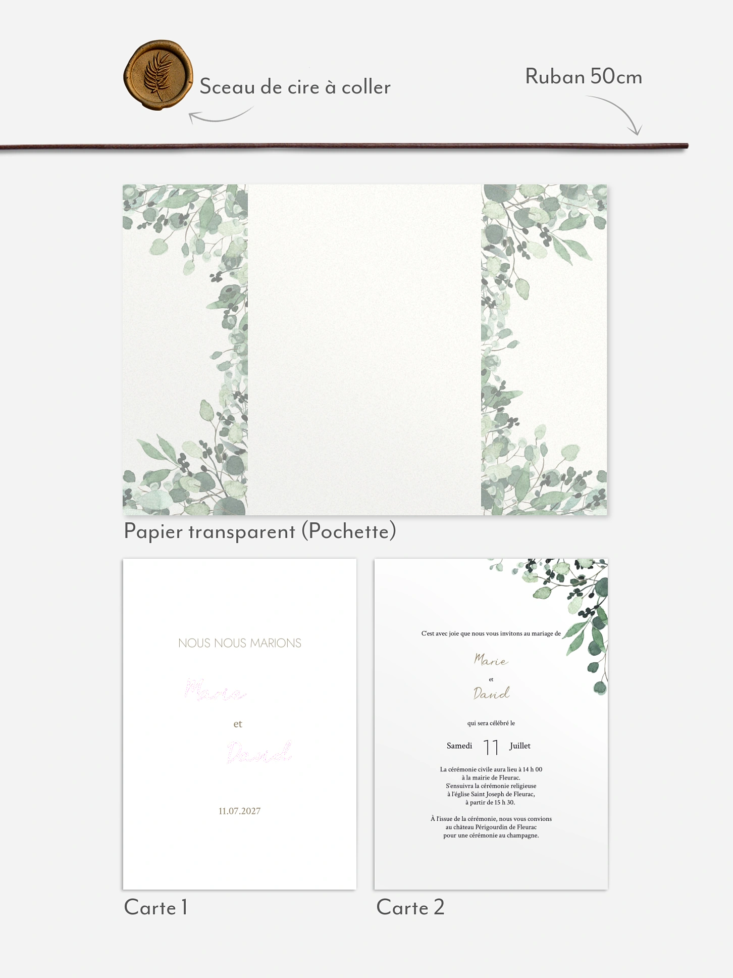 Faire-part de mariage All The Greenery