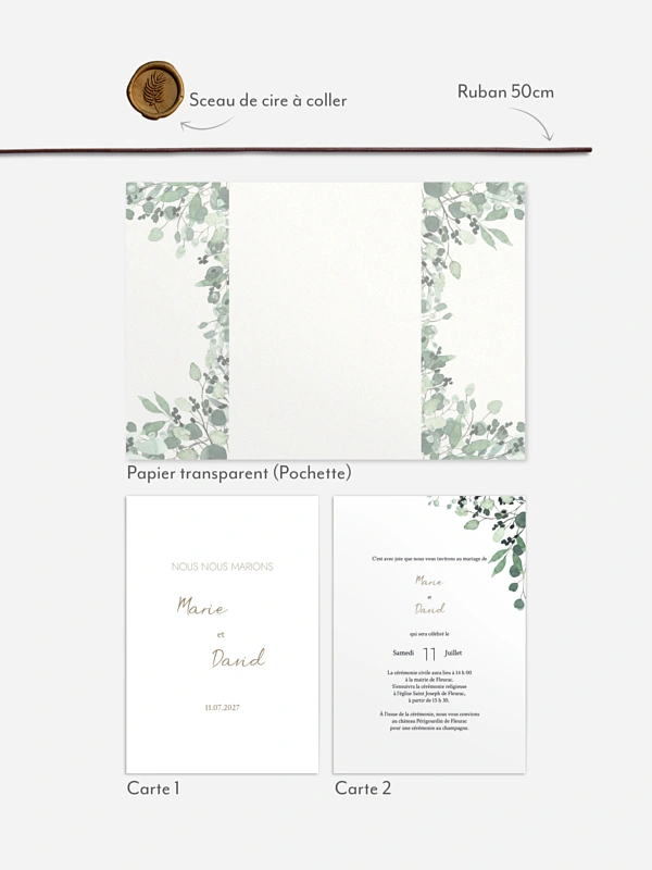 Faire-part de mariage All The Greenery