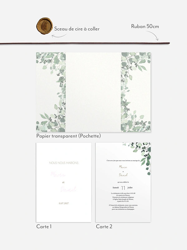 Faire-part de mariage All The Greenery