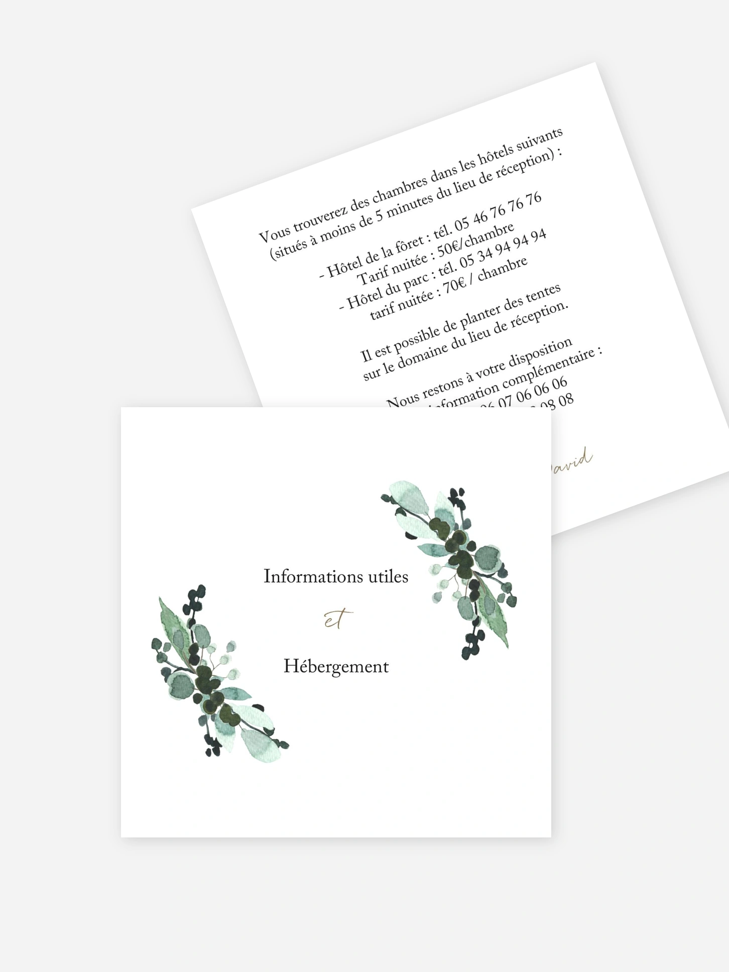 Carton information hébergement All The Greenery