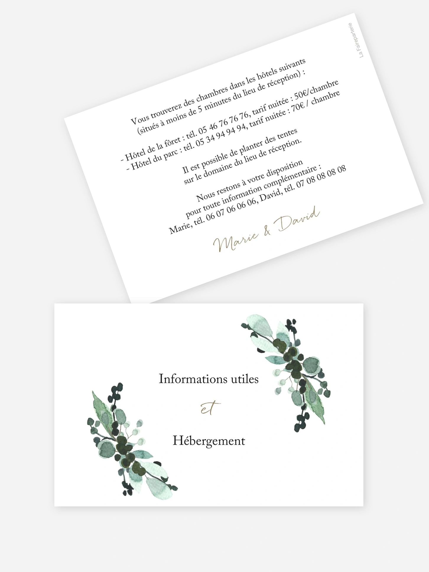 Carton information hébergement All The Greenery