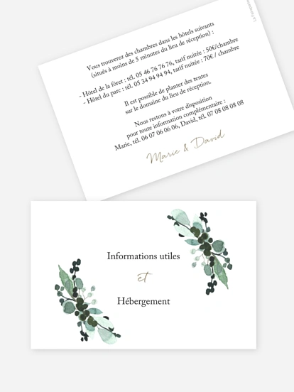 Carton information hébergement All The Greenery
