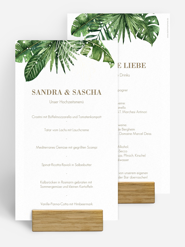 Menükarte Hochzeit Green Paradise