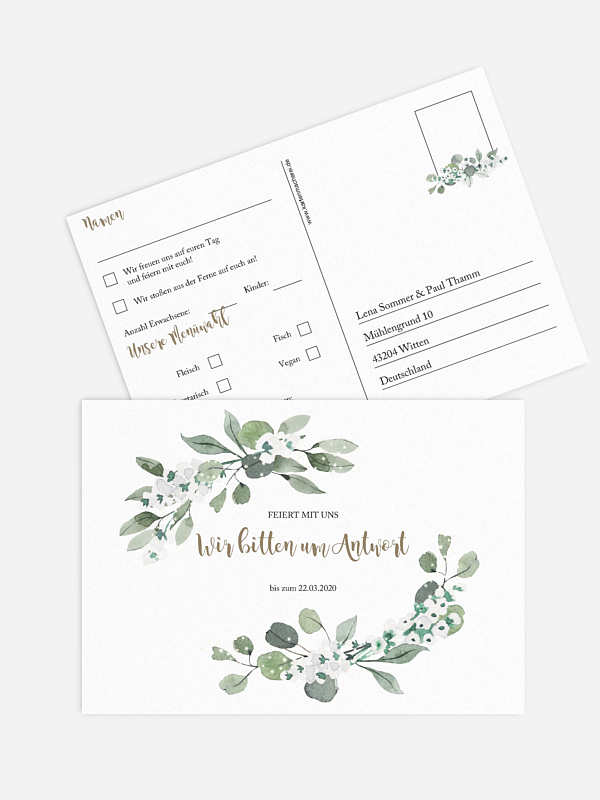 Antwortkarte Hochzeit Powder Green