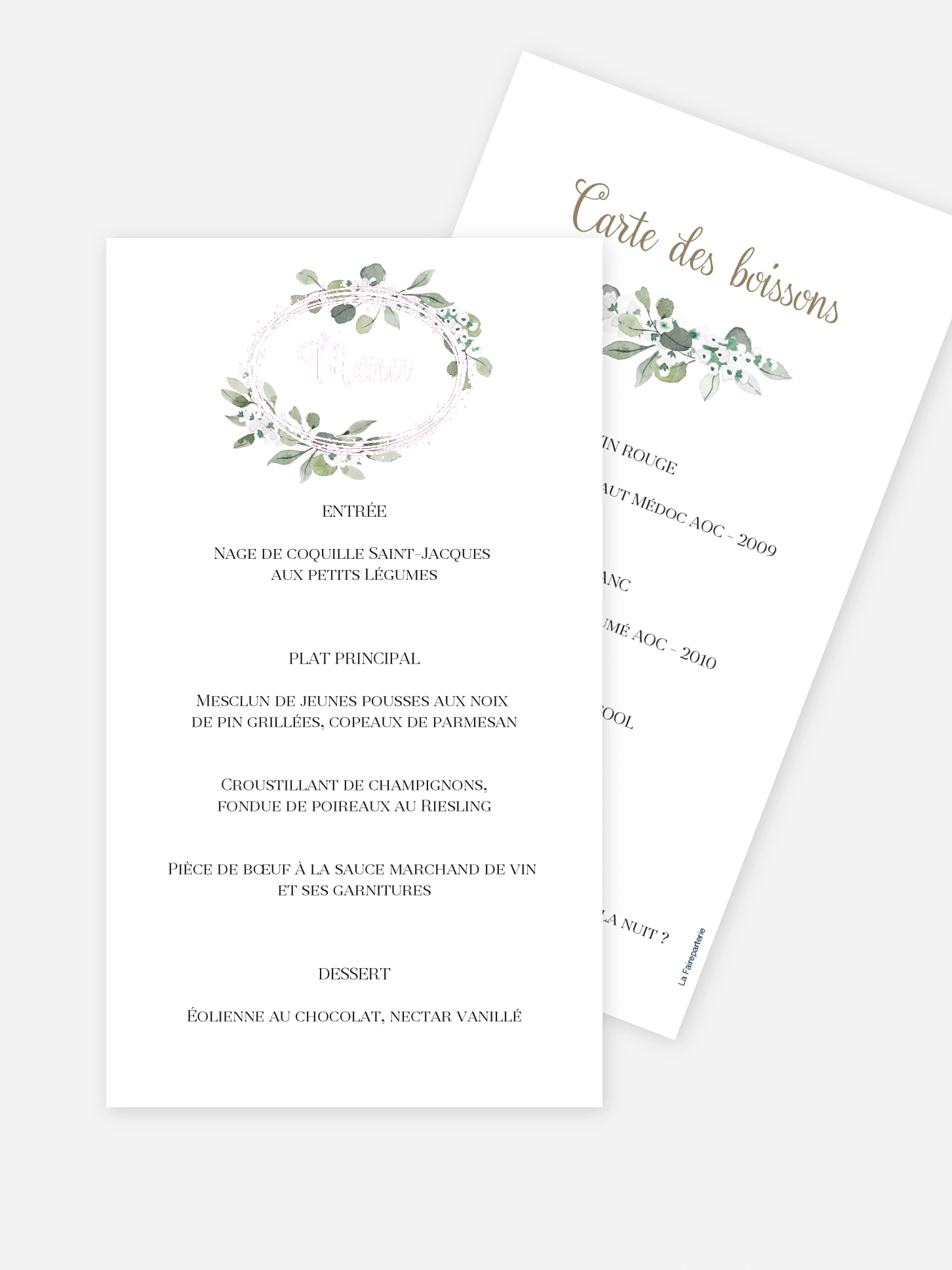 Menu mariage Anneau champêtre