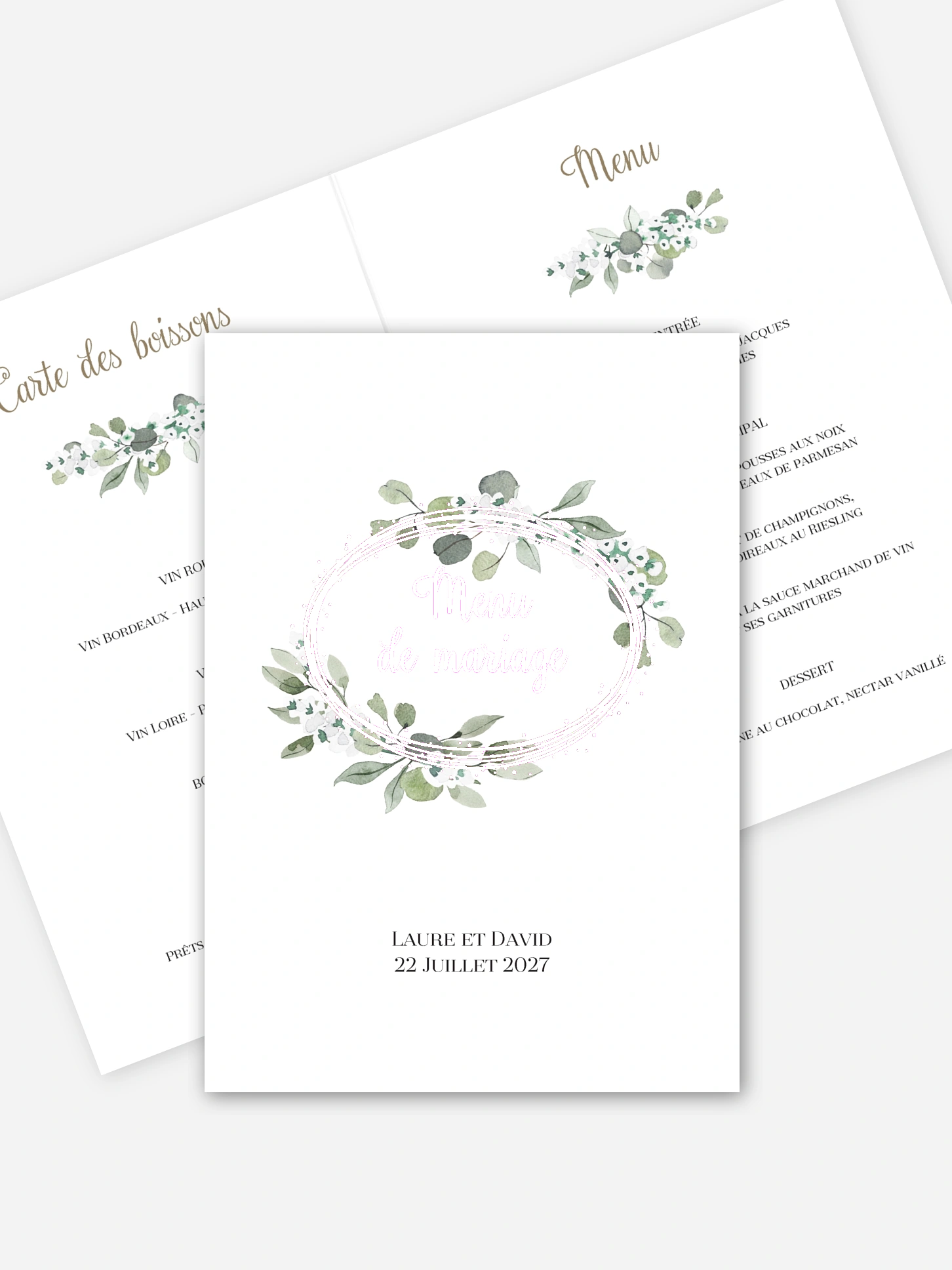 Menu mariage Anneau champêtre