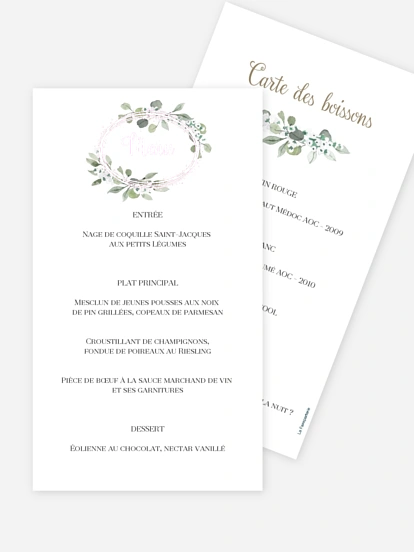 Menu mariage Anneau champêtre