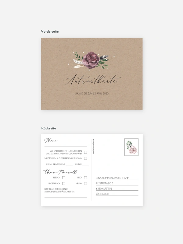 Antwortkarte Hochzeit Bohemian Summer