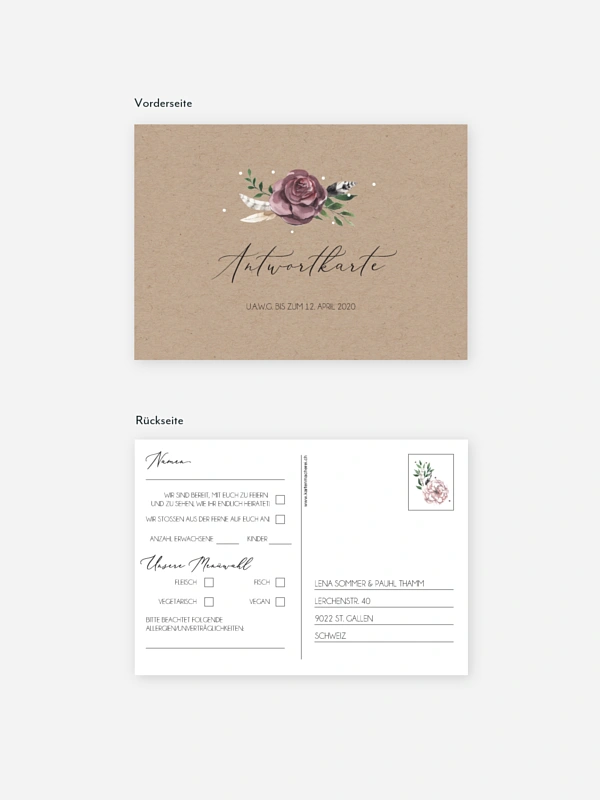 Antwortkarte Hochzeit Bohemian Summer