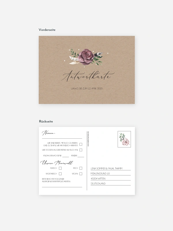 Antwortkarte Hochzeit Bohemian Summer