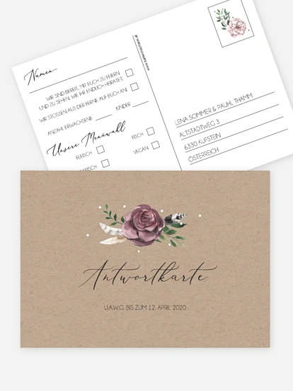 Antwortkarte Hochzeit Bohemian Summer