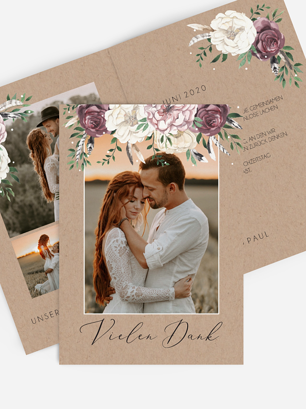 Dankeskarte Hochzeit Bohemian Summer