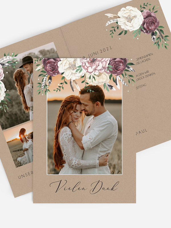 Dankeskarte Hochzeit Bohemian Summer