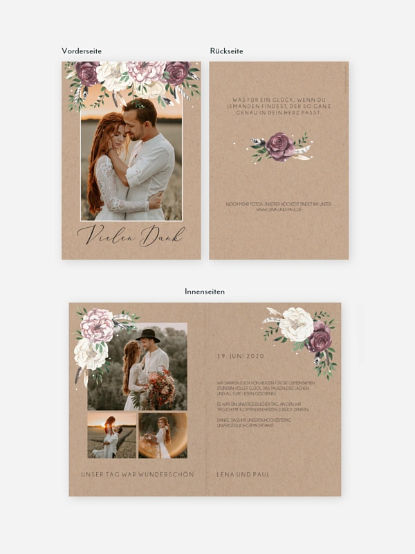 Dankeskarte Hochzeit Bohemian Summer