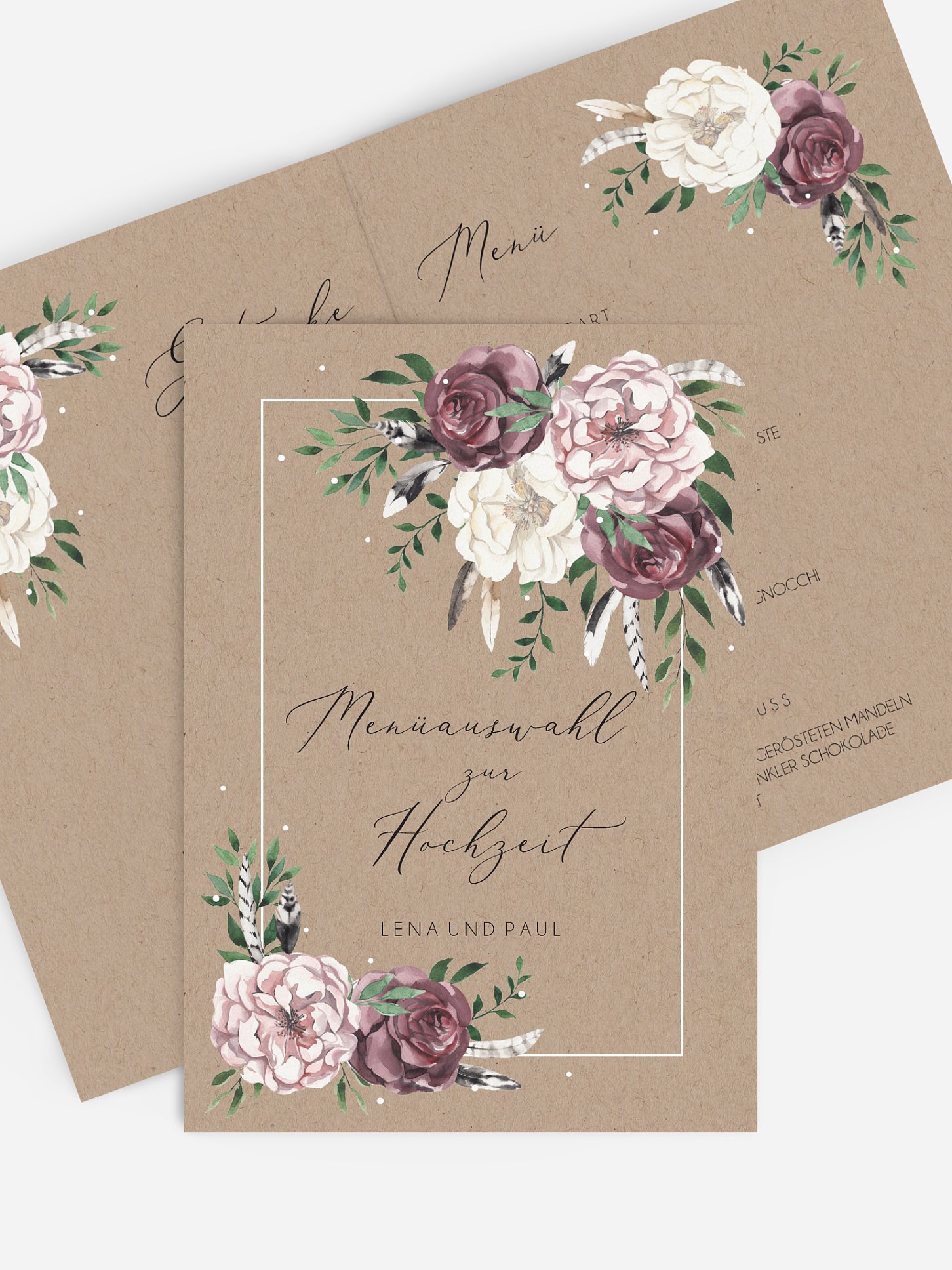 Menükarte Hochzeit Bohemian Summer