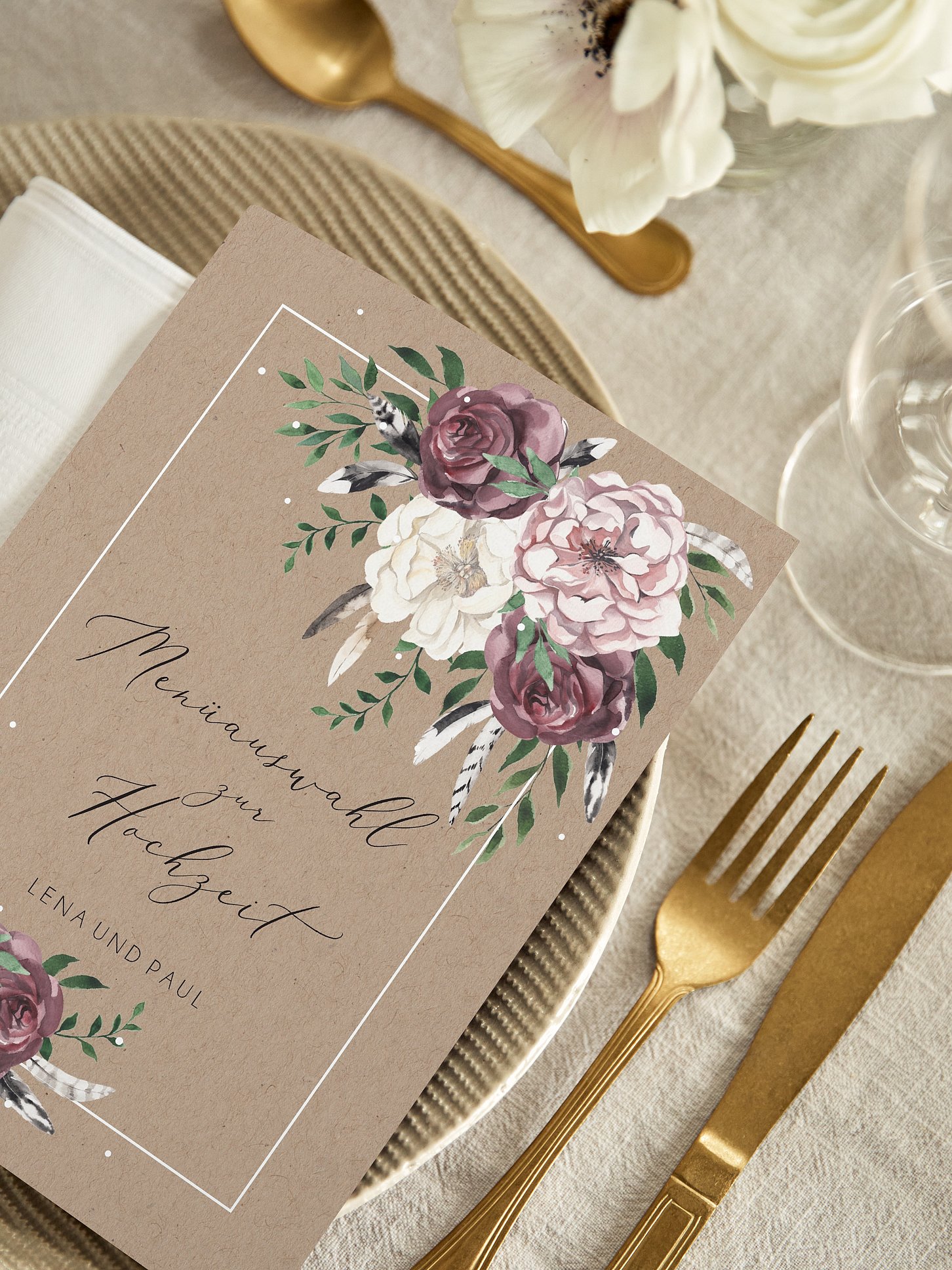 Menükarte Hochzeit Bohemian Summer
